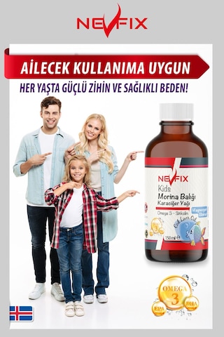 Nevfix Magnezyum Glisinat Omega 3 Cod Liver Oil 150 ML