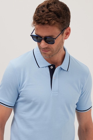 Tudors Erkek Slim Fit Dar Kesim %100 Pamuk Yumuşak Dokulu Serin Tutan Kumaş Düz Pike Mavi Polo Yaka Tişört-42247 Mavi