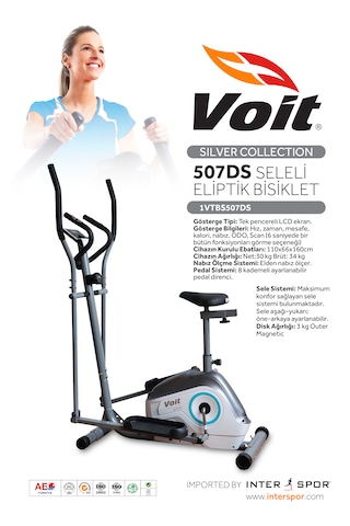 Voit 507ds Sılver Collectıon Seleli Manyetik Eliptik Bisiklet Beyaz - Gri