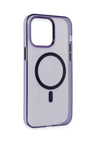 Mey İthalat iPhone Uyumlu 14 Pro Kılıf Tron Şeffaf Magsafe Kapak - Derin Mor