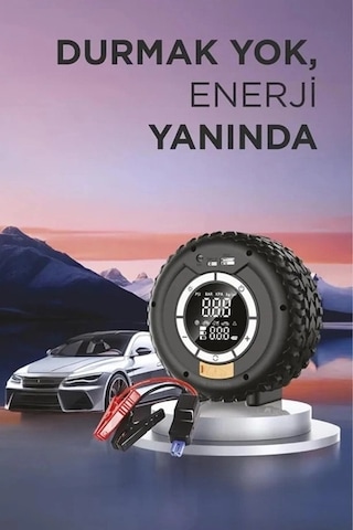 Kargo Taşnabilir Araç Akü Takviyeli ,powerbank Destekli ,ışıklı Oto Hava Kompresörü Najmaddin