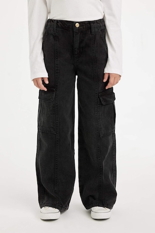 DeFacto Kız Çocuk Wide Leg Kargo Cepli Geniş Bol Paça Antrasit Jean Pantolon D3383A824WNNM36