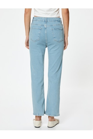 Koton İspanyol Paça Kot Pantolon Crop Slim Fit Standart Bel Açık İndigo 5wal40011md İndigo