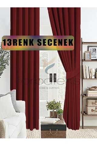 Farbateks Bordo Kalın Güneşlik Blackout Kararma Fon Perde Düz Dikim 120 X 250 Çok Renkli