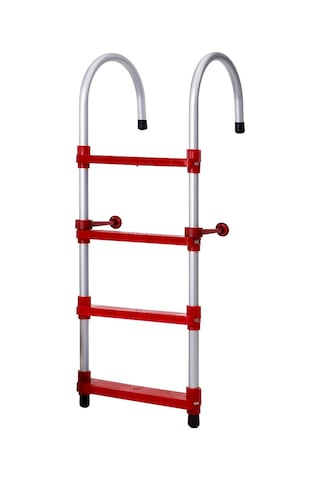 Hobi Store Portatif Tekne Merdiveni ( Kırmızı ) 3 Basamaklı