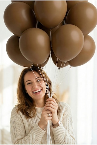 Pastel Balon 11 İnc 28 Cm Doğum Günü Parti Malzemeleri 10 Adet Kahverengi