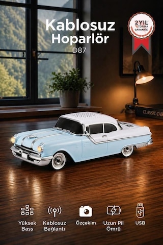 Premium Taşınabilir Ses Dekoratif Eşya Dinleti Aleti Bluetooth Hoparlör D87 Mavi 10w