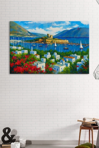 Bodrum Kalesi Dekoaratif Manzara Yağlıboya Efektli Kanvas Tablo 7 Farklı Ölçü