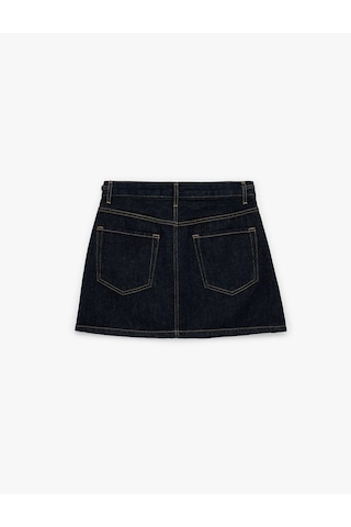 Koton A Kesim Zincir Kemer Detaylı Mini Denim Etek Koyu İndigo 6sal70019md Dark Indigo