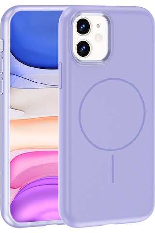 Apple Uyumlu iPhone 11 Kılıf M-safe Şarj Özellikli Metal Kamera Çerçeveli Zore Edi Silikon Kapak Lila
