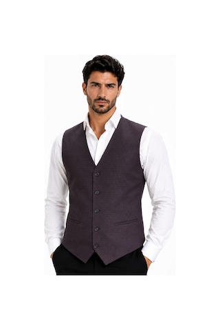 Mentor Regalo Erkek Yelek V Yaka Bordo Desenli 50301