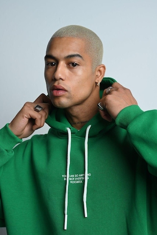 Oversize Kapşonlu Kanguru Cepli İçi Polarlı 3 İplik Erkek Sweatshirt Yeşil