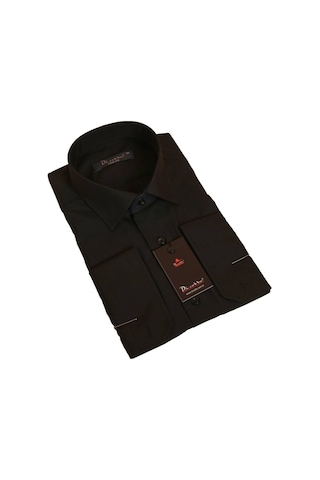 Dicotto Siyah Dar Kesim Slim Fit Uzun Kol Düz Renk Erkek Gömlek - 151-20 001