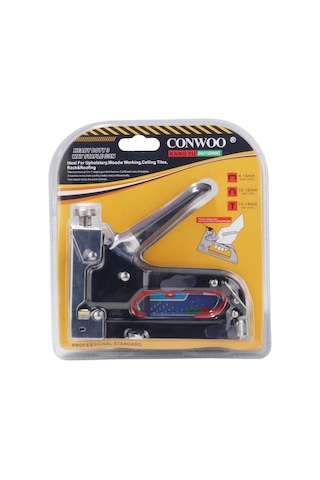 Monyee Endüstriyel U-şekilli Çivi Atıcı - Ahşap, Tablo, Dekorasyon İçin Manuel Pnömatik Çivi Makinesi Siyah, 3 Çivi Tipi, 48 Adet Çivi