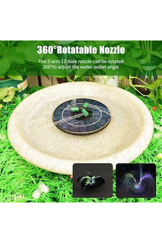 360 Dönebilen Nozullu 4 W Renkli Güneş Çeşmesi Pompası