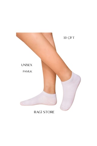 Ragi Store Unisex Patik Çorap 10 Çift Beyaz