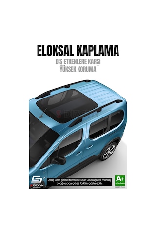 S-dizayn Peugeot Partner 3 Kısa Şase Aluminyum Siyah Tavan Çıtası 2019 Üzeri A+ Kalite