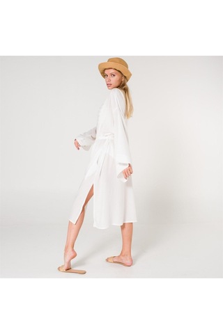 Eli Kadın Pul Baskılı Kimono-Ekru-Standart Ekru