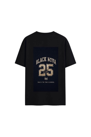 Black Nova Oversize Baskılı Unisex Tişört Class 25 Black Siyah