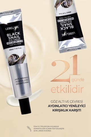 Lebelage Göz Çevresi Ve Göz Kapağı Için Saf Salyangoz Mukus Yoğun Onarıcı Ve Elastikiyet Kremi