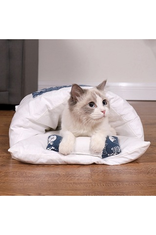 Kedi Yatağı, Çıkarılabilir Ve Yıkanabilir, Tüm Mevsimler İçin, Koyu Mavi Yıldız M 3-10 Kedi