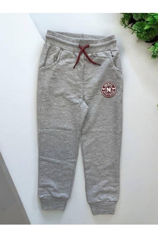 Kız Çocuk Beli Paçası Lastikli Pamuklu Eşofman Alt-14303 Gri
