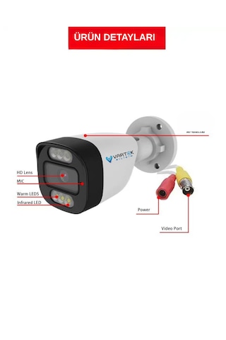 4 Kameralı 250gb Hdd Güvenlik Kamera Seti 5mp 1080p Full Hd Tam Renkli Gece Görüş Dvr Kayıt Cihazlı Tak Çalıştır Sistem