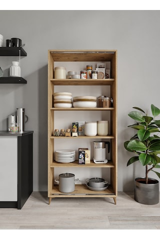 Sürgülü Çok Amaçlı Meşe Mutfak Dolabı, Erzak Dolabı