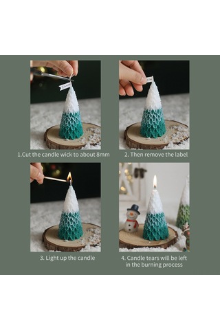 Yifomall Yeşil Xmas Ağacı Şekilli Spiral Gümüş Parafin Mum - Sigara İçmez, 3 Saat Yanma Süresi, Noel Dekorasyonu 1 Adet