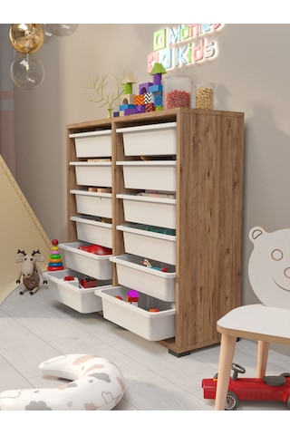 Berra 12 Sepetli Çok Amaçlı Dolap Oyuncak Dolabı Çam Diğer