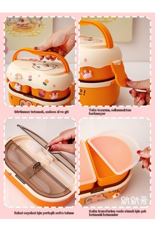 Sevimli Öğle Yemeği Kutusu Kadın Piknik Bento Kutusu - Taro Mor