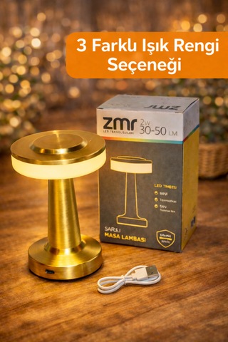Axıs Şarjlı Masa Lambası 4 Farklı Işık Rengi Seçeneği Gold