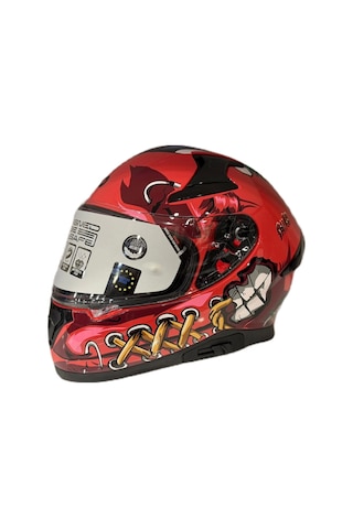Shiro Katana Sv Psyco Kapalı Kask Bordo - Turuncu