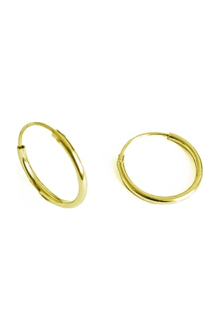 Tel İşçiliği Yuvarlak Gümüş Küpe - Gold Renk Gümüş