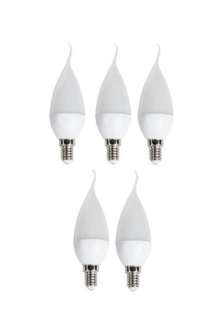 5 Adet Çok Kaliteli E14 Duy 5 Watt, 6400 Kelvin Beyaz Işık Led Ampul, Avize, Şamdan Ampulü Mum Ampul