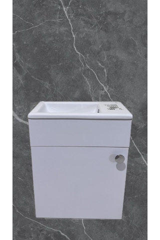 Turkuaz Mini Küçük Banyo, Tuvalet, Karavan Lavabo 24 42 Cm Banyo Dolabı Dahil Beyaz