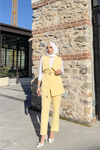 Riella Butik Sera Yelekli Takım Sarı