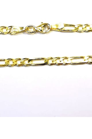 Omar Silver Unisex Figaro 3 Mm Gold Altın Kaplama Gümüş Kolye Zin