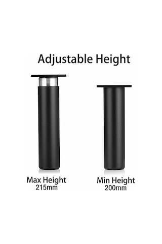 Novahub Yedek Mobilya Ayakları Seti - Siyah Ayarlanabilir Metal Masa Ayakları 20cm Kanepe Dolapları Yatak İçin Vidalar İle -