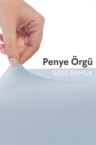 Calmera | %100 Pamuk Penye Lastikli Çarşaf | Çift Kişilik | Mavi