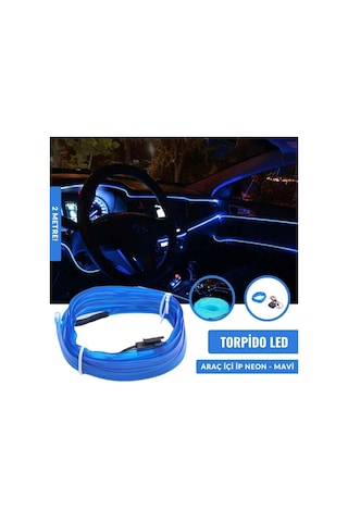 2 Metre 12V Mavi İp Neon İp Led Araç İçi Neon Led
