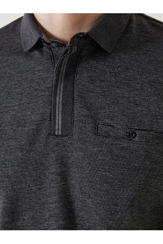 Lcwaıkıkı Classic Antrasit Polo Yaka Uzun Kollu Erkek Sweatshirt