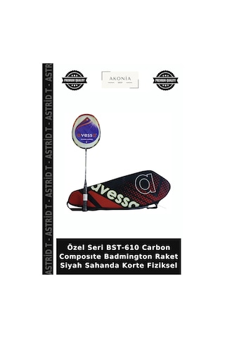 Özel Seri Bst-610 Carbon Composıte Badmington Raket Siyah Sahanda Korte Fiziksel
