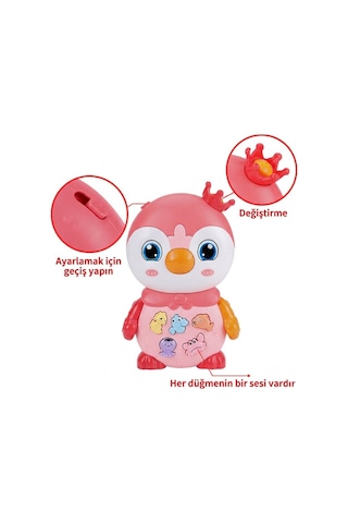 Müzikli Ve Işıklı Penguen İnteraktif Bebek Oyuncağı 10 Melodi 5 Hayvan Sesi