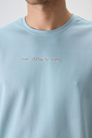 Air Jones Tommy Life Açık Mavi Pamuklu Kalın Yüzeyi Dokulu Oversize Fit Baskılı Erkek T-shirt - 88364 Açik Mavi
