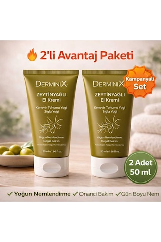 Zeytinyağlı El Kremi 2'li 50 Ml Yoğun Nemlendirici Avantajlı Set