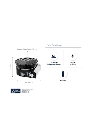 Cadac Safari Chef 30 Hp Barbekü - Kartuşlu Gümüş - Siyah