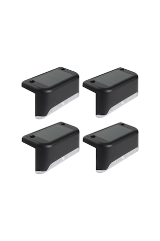 Yaozixa 4 Adet Beyaz Işık Güneş Enerjili Basamak Lambası - Akıllı Işık Kontrolü, Ip65 Su Geçirmez, Dış Mekan Bahçe Duvar Lambası Siyah