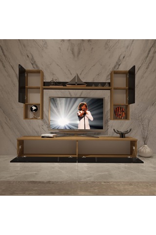 Decoraktiv Eko 5da Mdf Std Tv Ünitesi Tv Sehpası Pera - Siyah