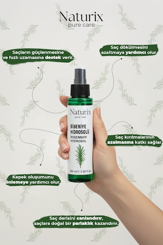 Naturix Doğal Dökülme Karşıtı ve Saç Uzamasını Biberiye Suyu 100 ML